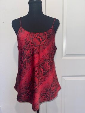 Red Snake-Print Spaghetti Strap Tank Top